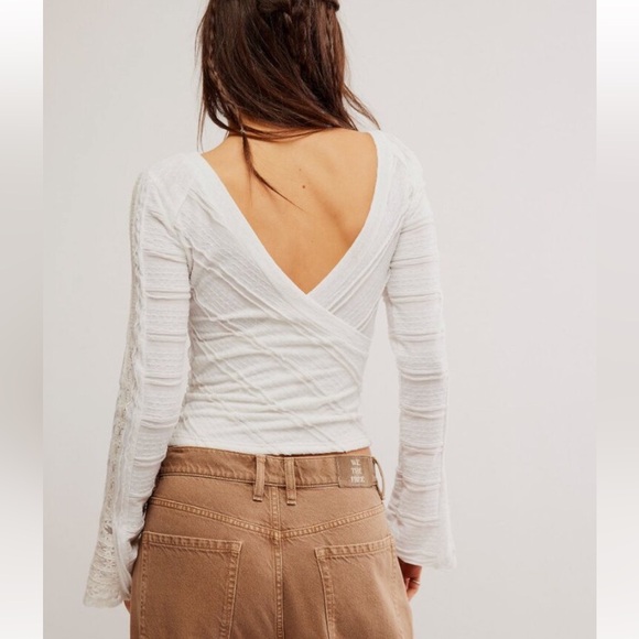 NWT Free People Rocky Long Sleeve Top in White. Size : XS, S, M Available - Picture 9 of 11
